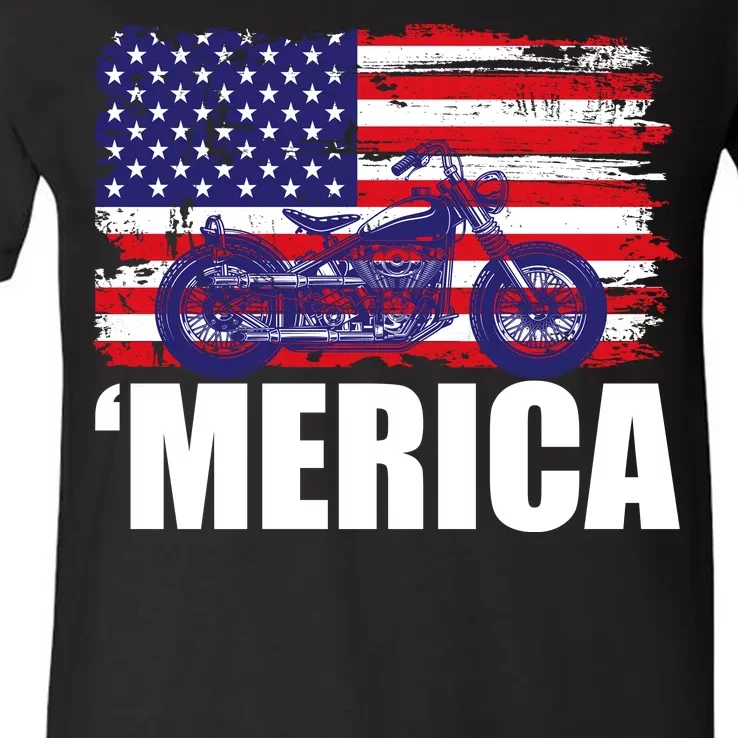 Merica USA Motorcycle V-Neck T-Shirt