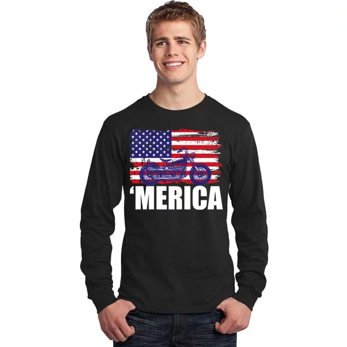 Merica USA Motorcycle Tall Long Sleeve T-Shirt