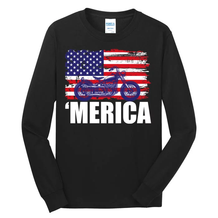 Merica USA Motorcycle Tall Long Sleeve T-Shirt