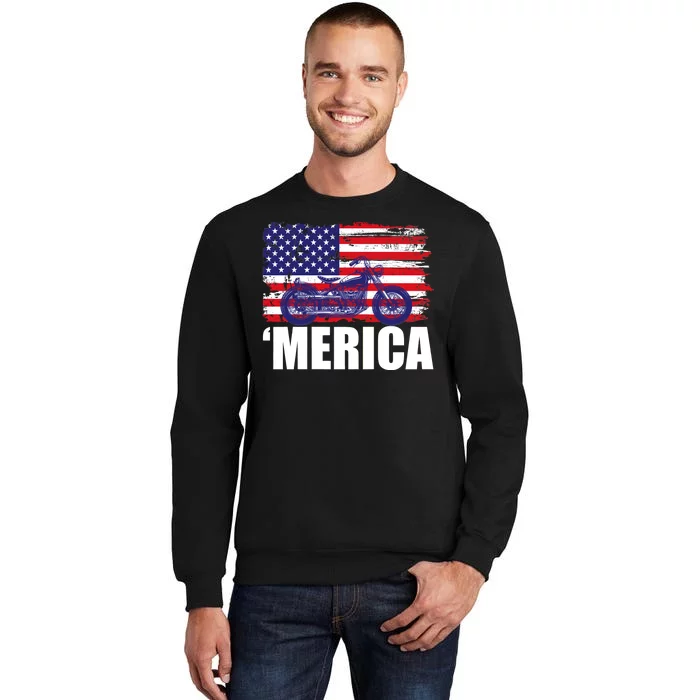 Merica USA Motorcycle Tall Sweatshirt