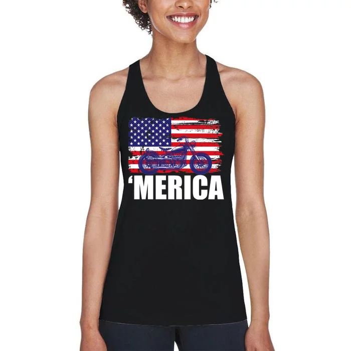 Merica USA Motorcycle Women's Racerback Tank