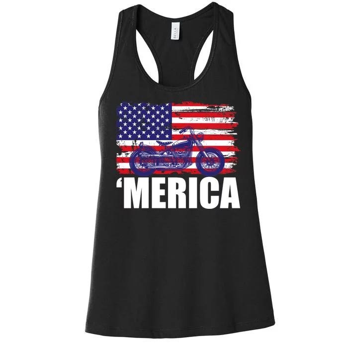 Merica USA Motorcycle Women's Racerback Tank