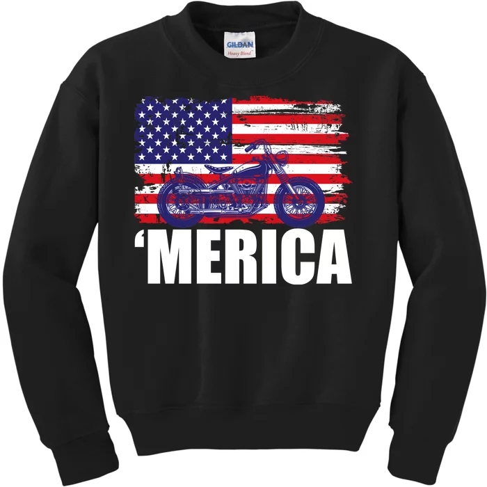 Merica USA Motorcycle Kids Sweatshirt