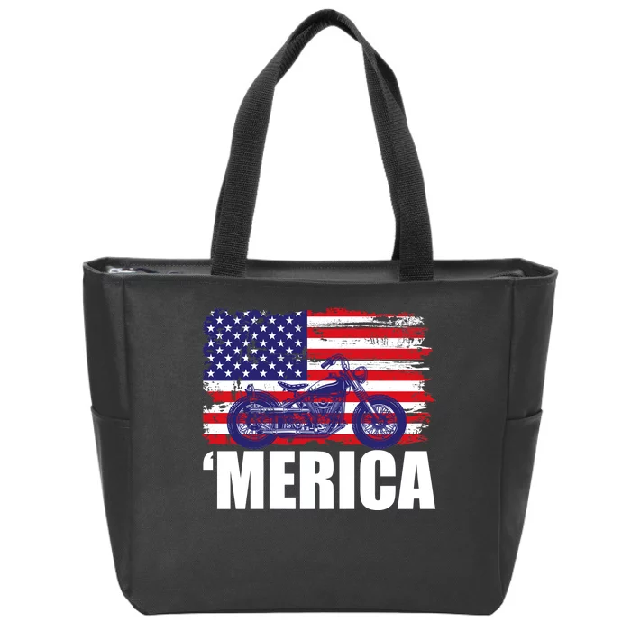 Merica USA Motorcycle Zip Tote Bag