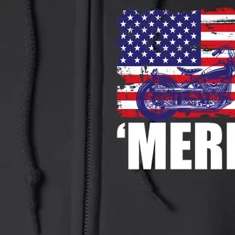 Merica USA Motorcycle Full Zip Hoodie