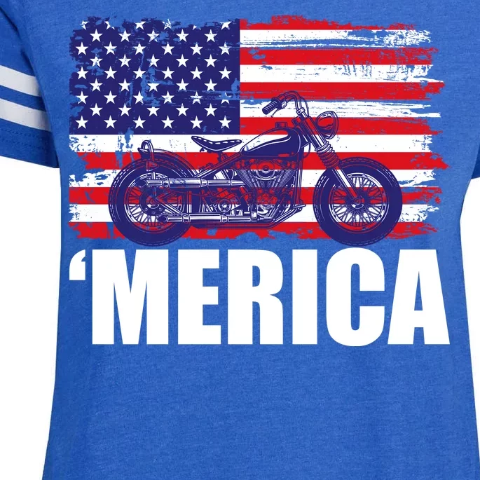 Merica USA Motorcycle Enza Ladies Jersey Football T-Shirt