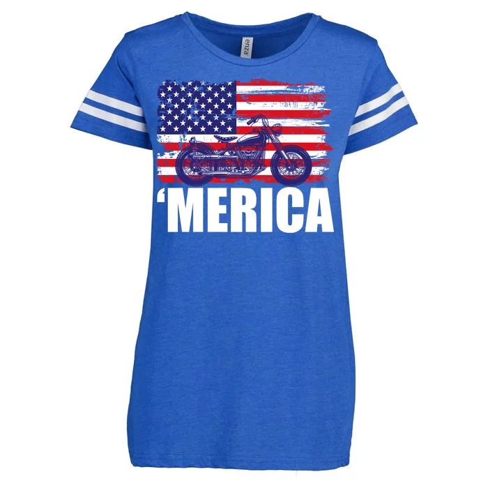 Merica USA Motorcycle Enza Ladies Jersey Football T-Shirt