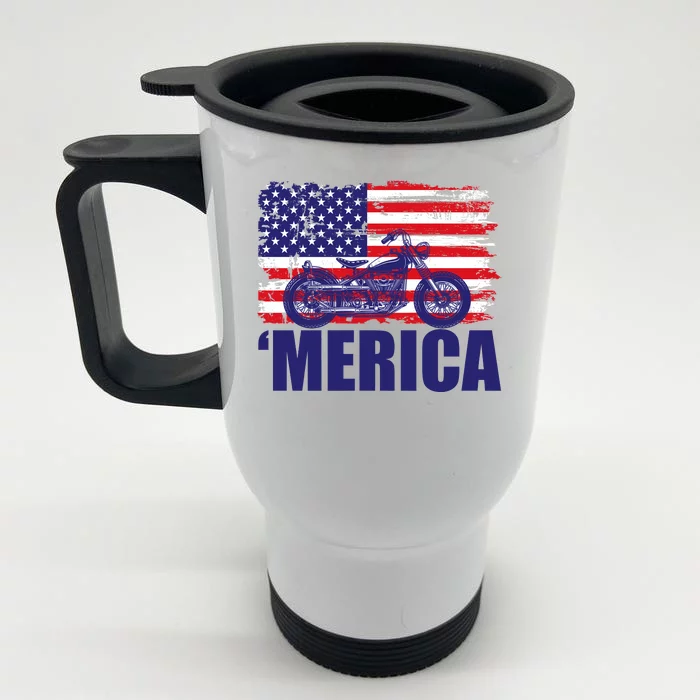 Merica USA Motorcycle Front & Back Stainless Steel Travel Mug