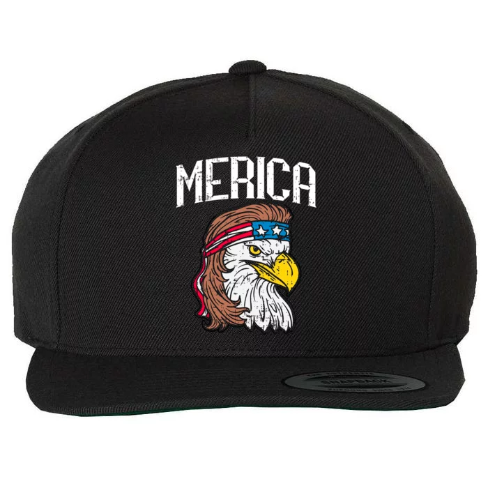 Merica Vintage Patriotic Bald Eagle Wool Snapback Cap