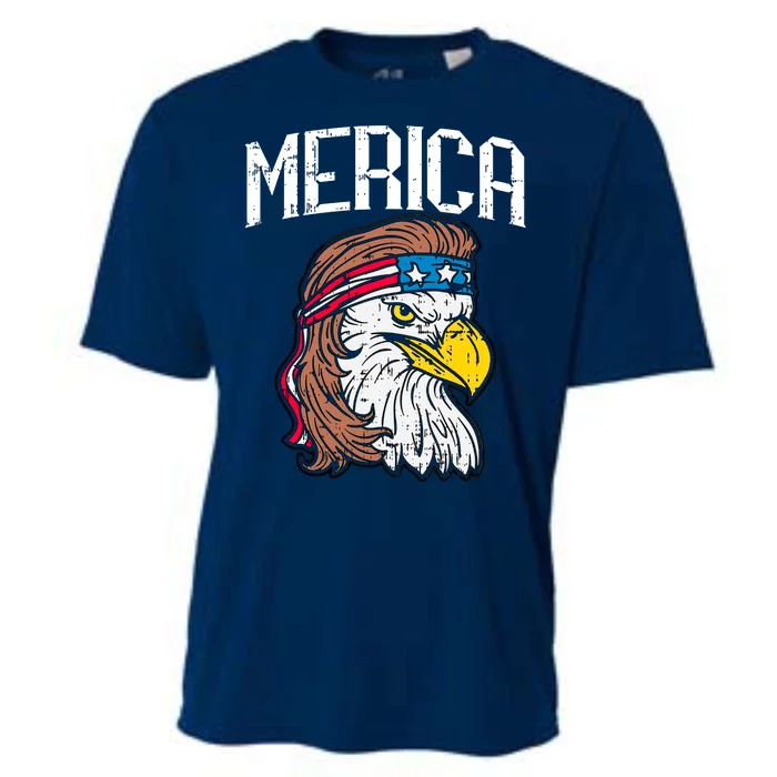 Merica Vintage Patriotic Bald Eagle Cooling Performance Crew T-Shirt