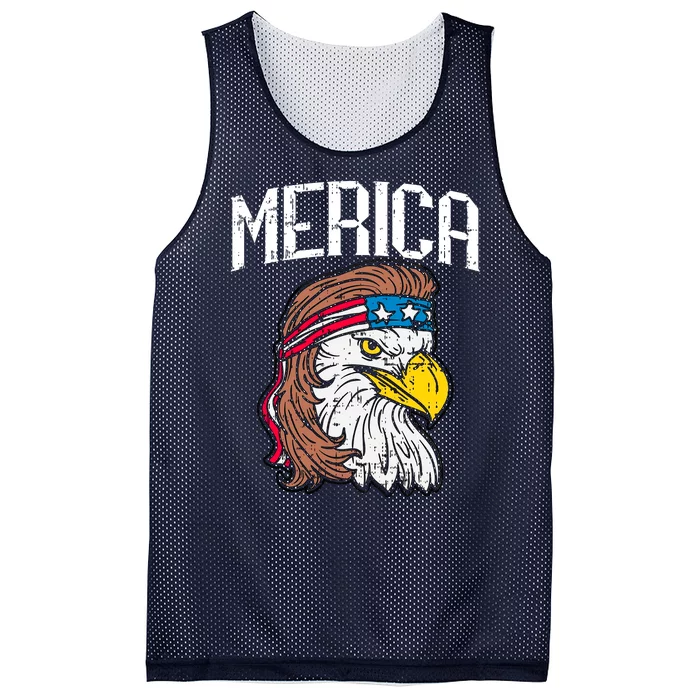 Merica Vintage Patriotic Bald Eagle Mesh Reversible Basketball Jersey Tank