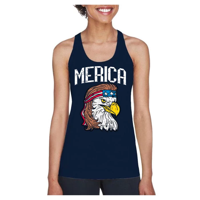 Merica Vintage Patriotic Bald Eagle Women's Racerback Tank