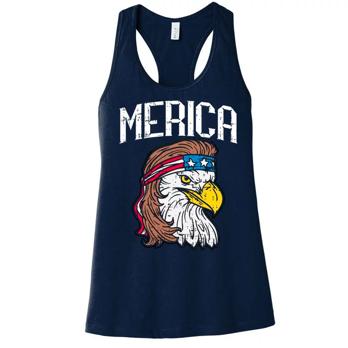 Merica Vintage Patriotic Bald Eagle Women's Racerback Tank