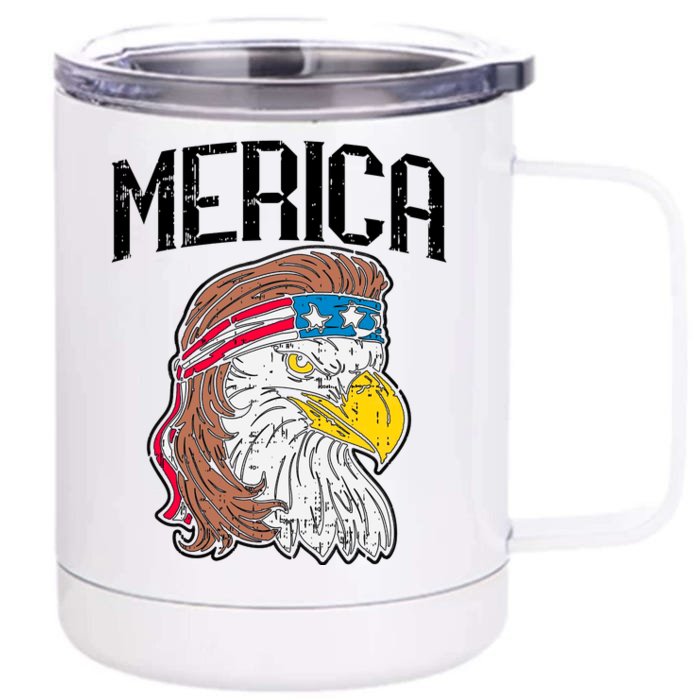 Merica Vintage Patriotic Bald Eagle Front & Back 12oz Stainless Steel Tumbler Cup