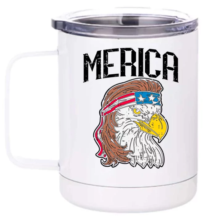 Merica Vintage Patriotic Bald Eagle Front & Back 12oz Stainless Steel Tumbler Cup