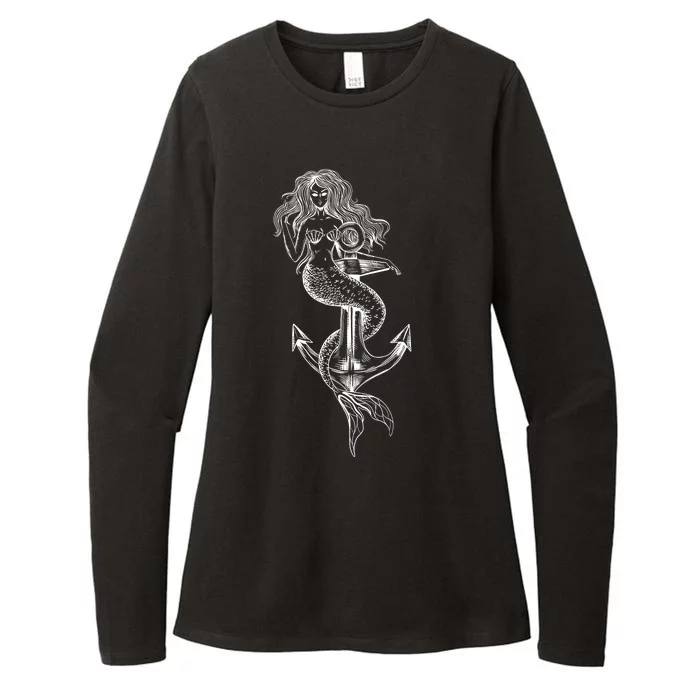 Mermaid Anchor Womens CVC Long Sleeve Shirt