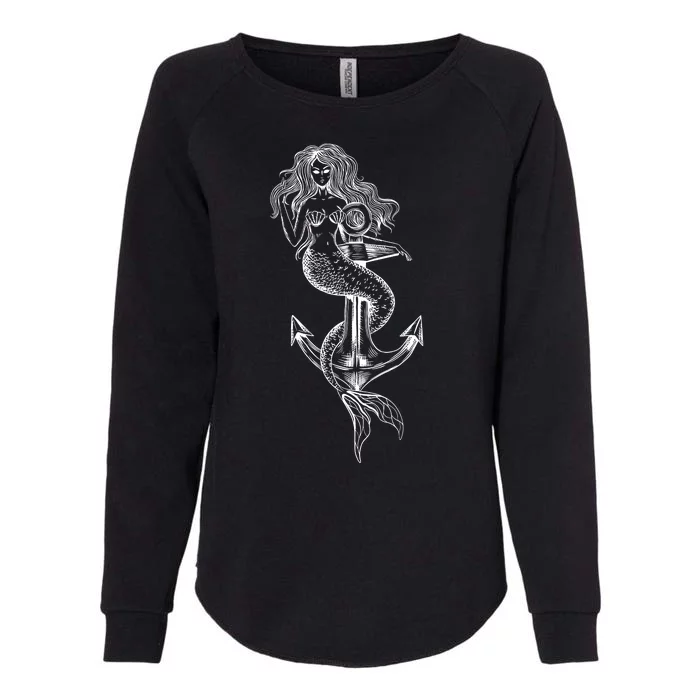 Mermaid Anchor Womens California Wash Sweatshirt