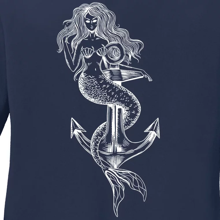 Mermaid Anchor Ladies Missy Fit Long Sleeve Shirt