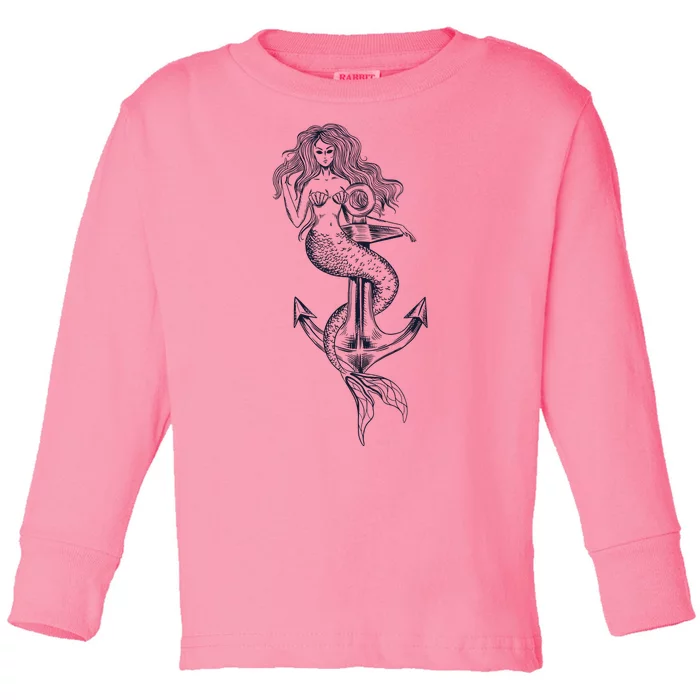 Mermaid Anchor Toddler Long Sleeve Shirt