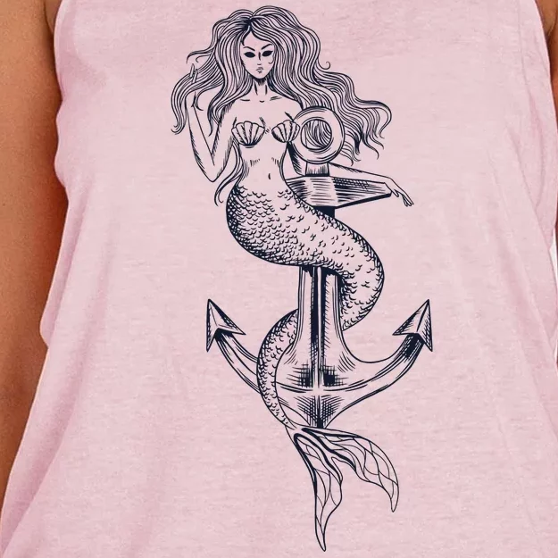 Mermaid Anchor Women's Knotted Racerback Tank