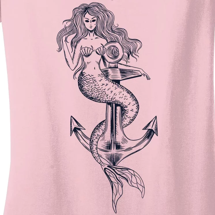 Mermaid Anchor Women's V-Neck T-Shirt