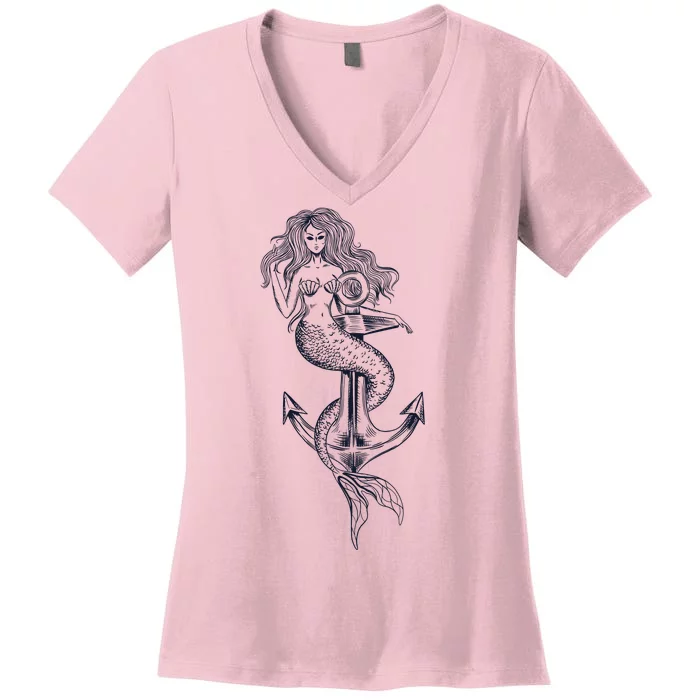 Mermaid Anchor Women's V-Neck T-Shirt