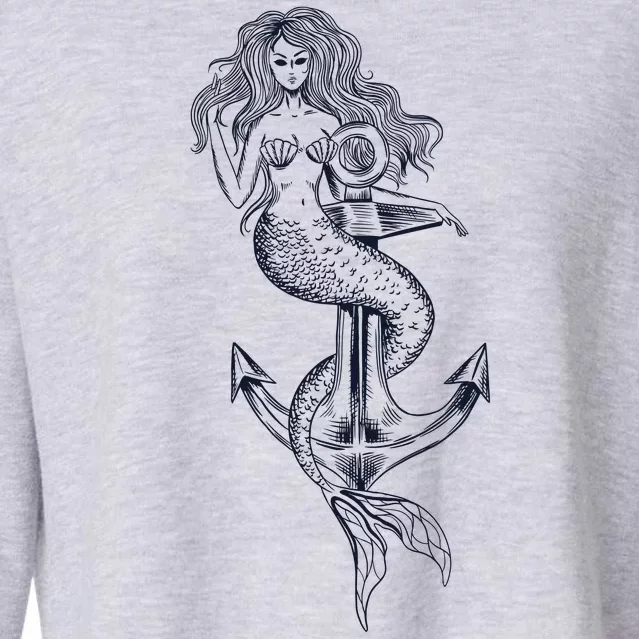 Mermaid Anchor Cropped Pullover Crew