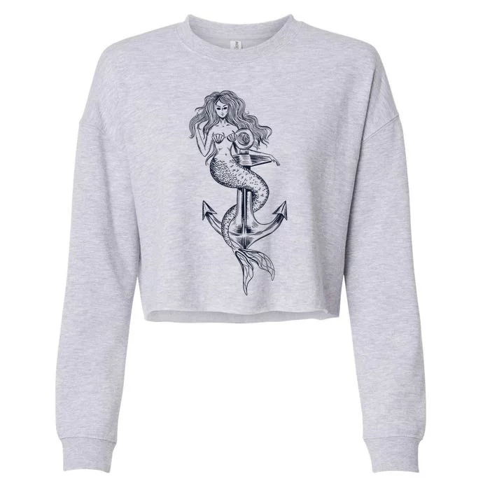 Mermaid Anchor Cropped Pullover Crew