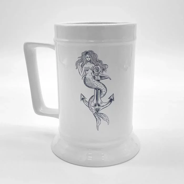 Mermaid Anchor Front & Back Beer Stein