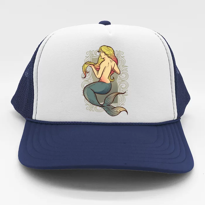 Mermaid Illustration Trucker Hat