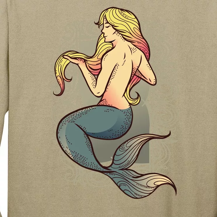 Mermaid Illustration Tall Long Sleeve T-Shirt