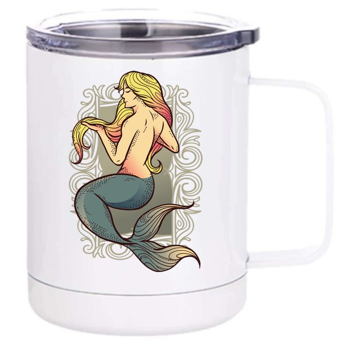 Mermaid Illustration Front & Back 12oz Stainless Steel Tumbler Cup