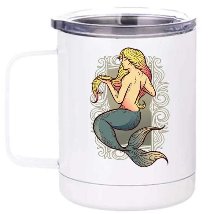 Mermaid Illustration Front & Back 12oz Stainless Steel Tumbler Cup