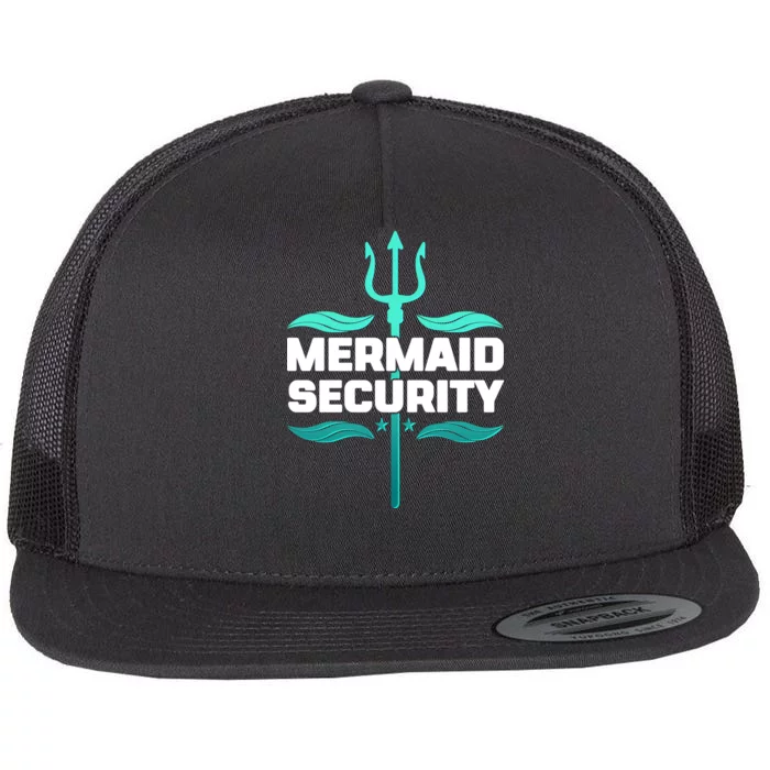 Mermaid Security Trident Flat Bill Trucker Hat