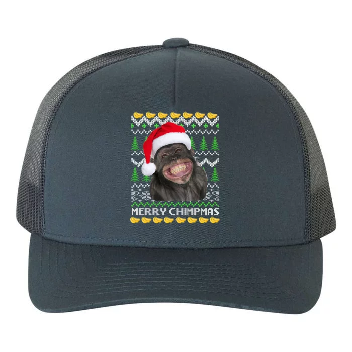 Merry Chimpmas Monkey Ugly Christmas Sweater Yupoong Adult 5-Panel Trucker Hat