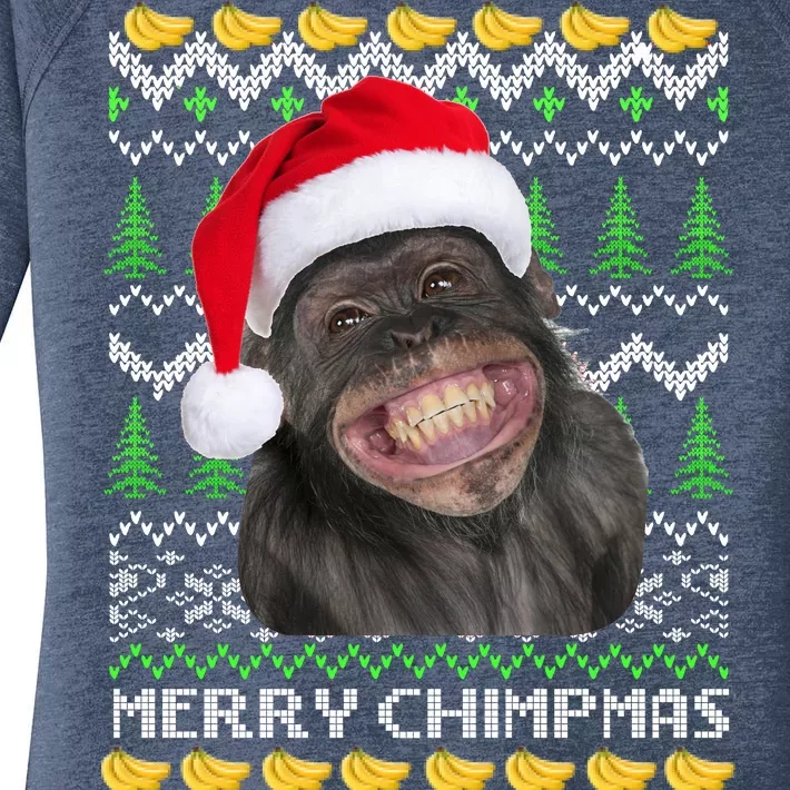 Merry Chimpmas Monkey Ugly Christmas Sweater Women's Perfect Tri Tunic Long Sleeve Shirt