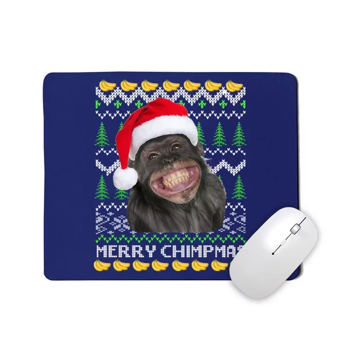 Merry Chimpmas Monkey Ugly Christmas Sweater Mousepad