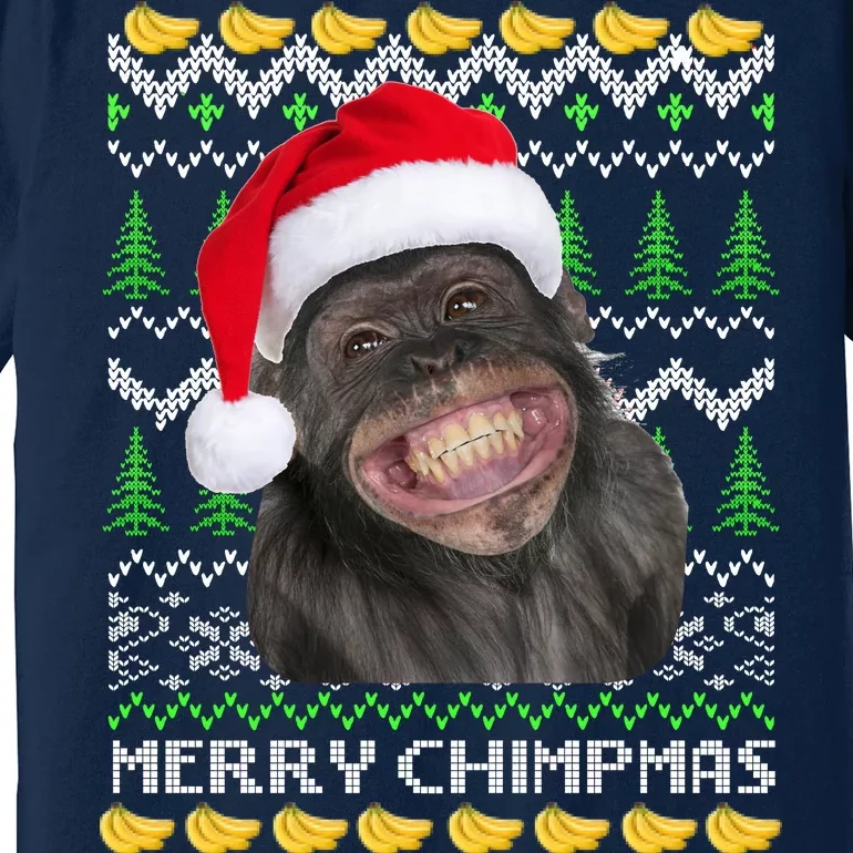 Merry Chimpmas Monkey Ugly Christmas Sweater Premium T-Shirt