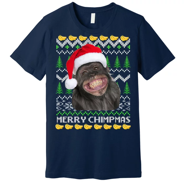 Merry Chimpmas Monkey Ugly Christmas Sweater Premium T-Shirt