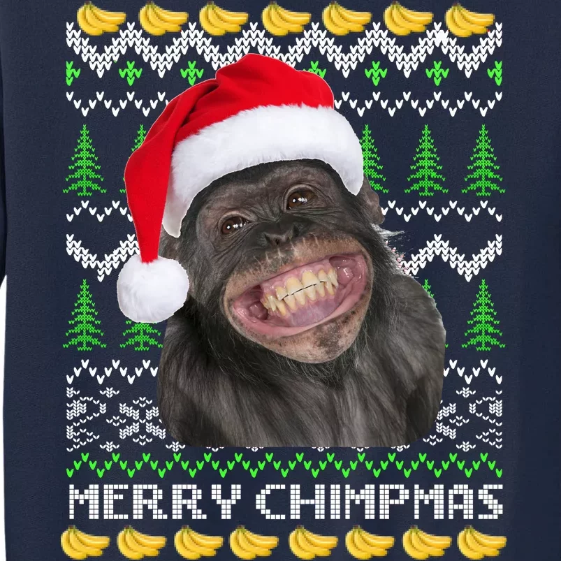 Merry Chimpmas Monkey Ugly Christmas Sweater Tall Sweatshirt