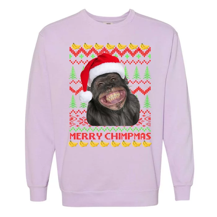 Merry Chimpmas Monkey Ugly Christmas Sweater Garment-Dyed Sweatshirt