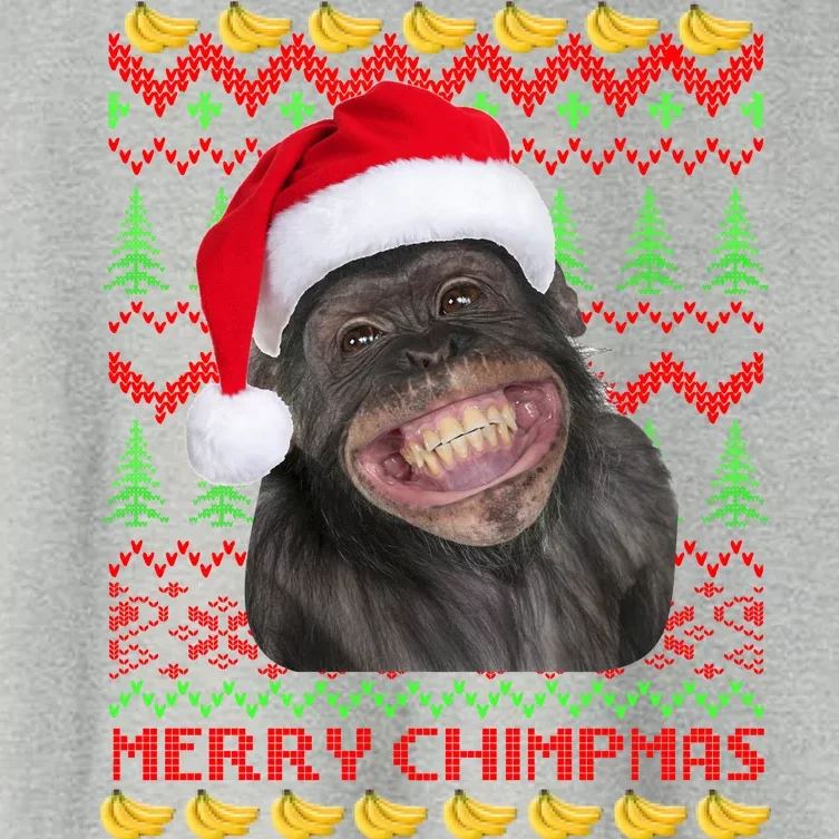 Merry Chimpmas Monkey Ugly Christmas Sweater Women's Crop Top Tee