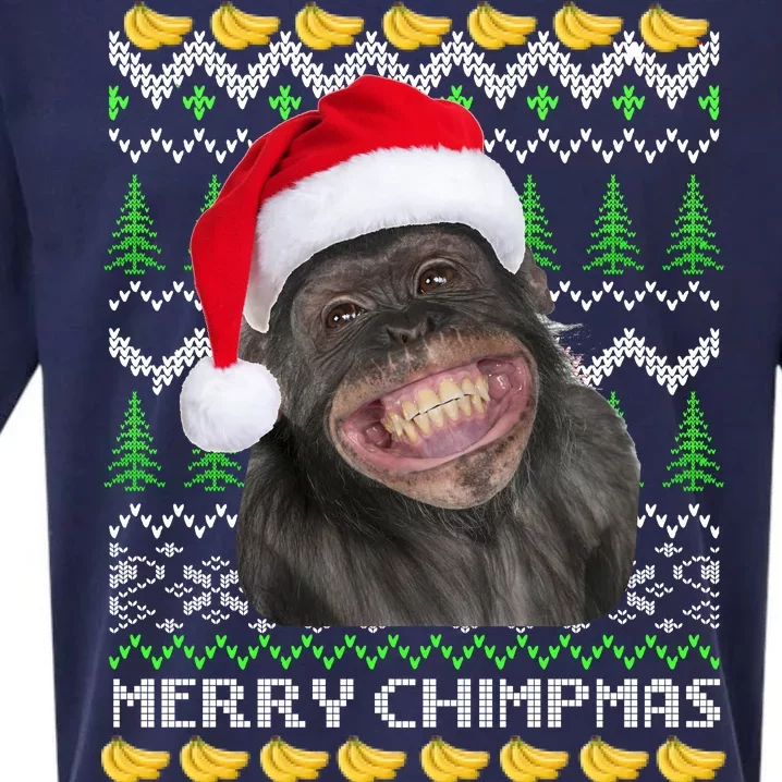 Merry Chimpmas Monkey Ugly Christmas Sweater Sueded Cloud Jersey T-Shirt