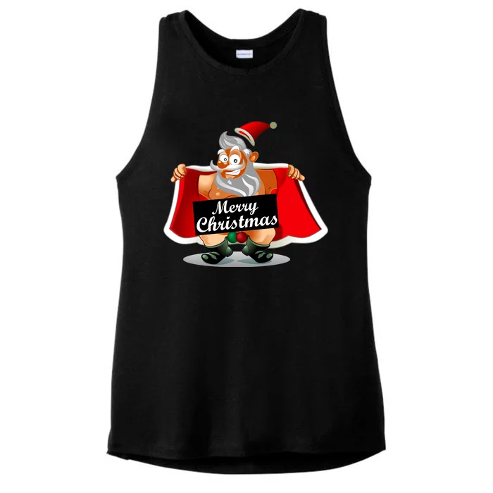 Merry Chrismas X-Mas Santa Bells Ladies Tri-Blend Wicking Tank