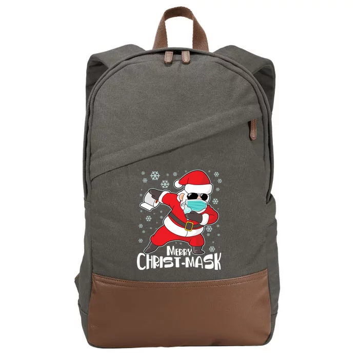 Merry Christ-Mask Dabbing Quarantine Santa Claus Cotton Canvas Backpack