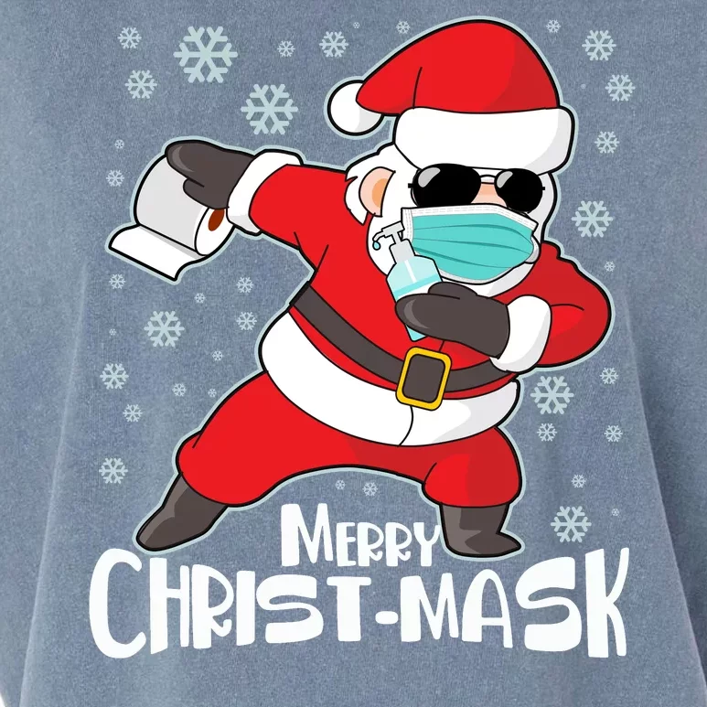 Merry Christ-Mask Dabbing Quarantine Santa Claus Garment-Dyed Women's Muscle Tee