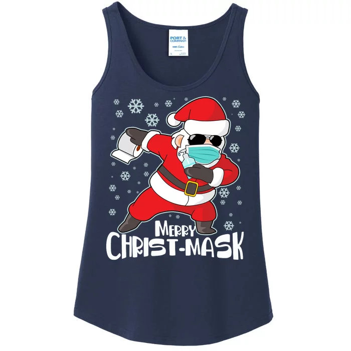 Merry Christ-Mask Dabbing Quarantine Santa Claus Ladies Essential Tank