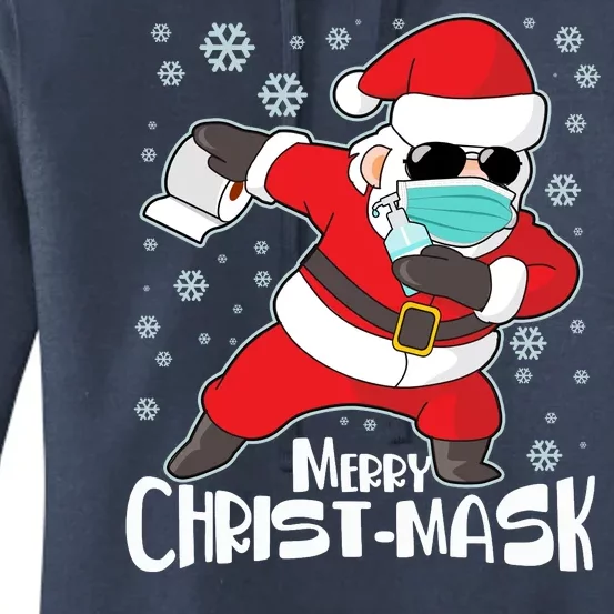 Merry Christ-Mask Dabbing Quarantine Santa Claus Women's Pullover Hoodie