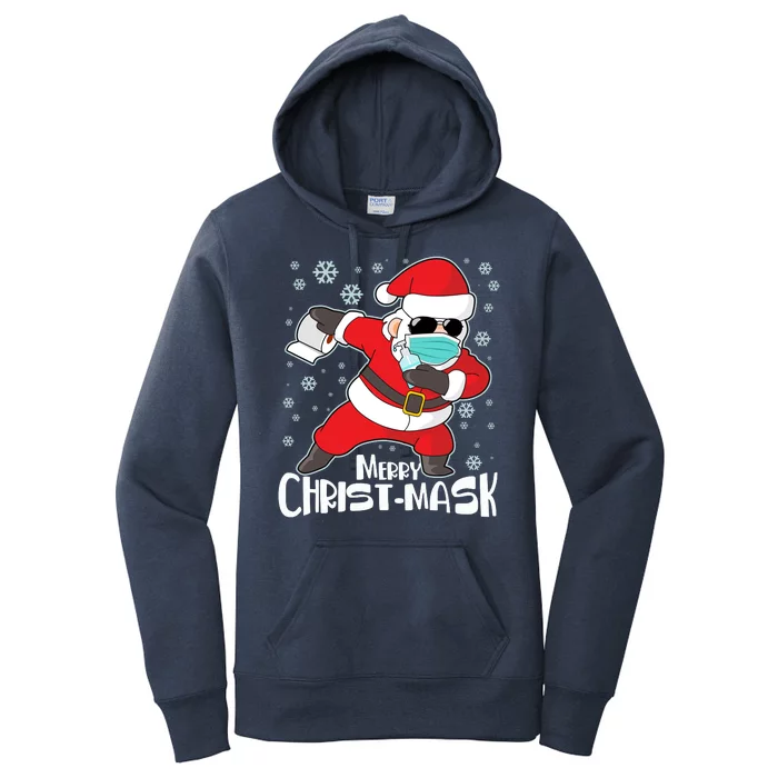 Merry Christ-Mask Dabbing Quarantine Santa Claus Women's Pullover Hoodie