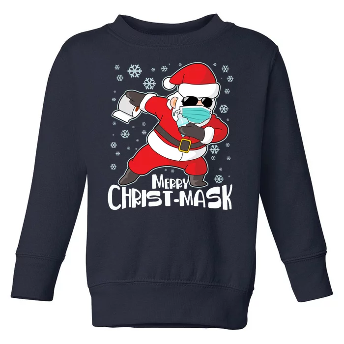 Merry Christ-Mask Dabbing Quarantine Santa Claus Toddler Sweatshirt